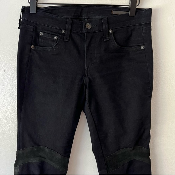 Rag & Bone Moto Style Leather Patch Dark Wash Skinny Jean - Picture 3 of 9
